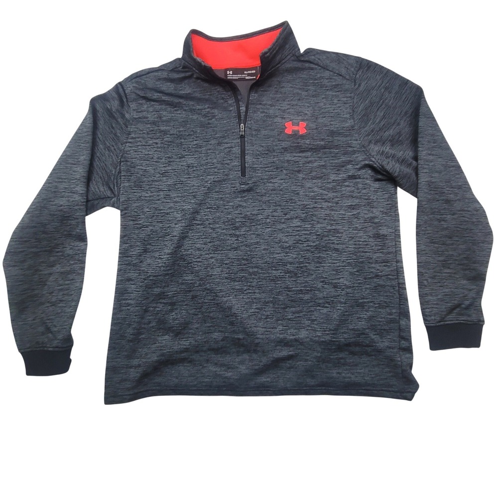 Under Armour ColdGear Mens XL Quarter‎ Zip Pullover Charcoal Grey Orange Heather